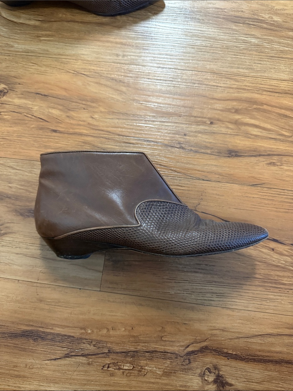 Via Spiga Dark Brown Pointed V-Cut Ankle Booties